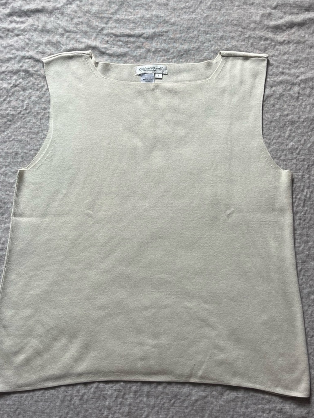 Coldwater Creek Ivory Silk Cotton Tank Top Large